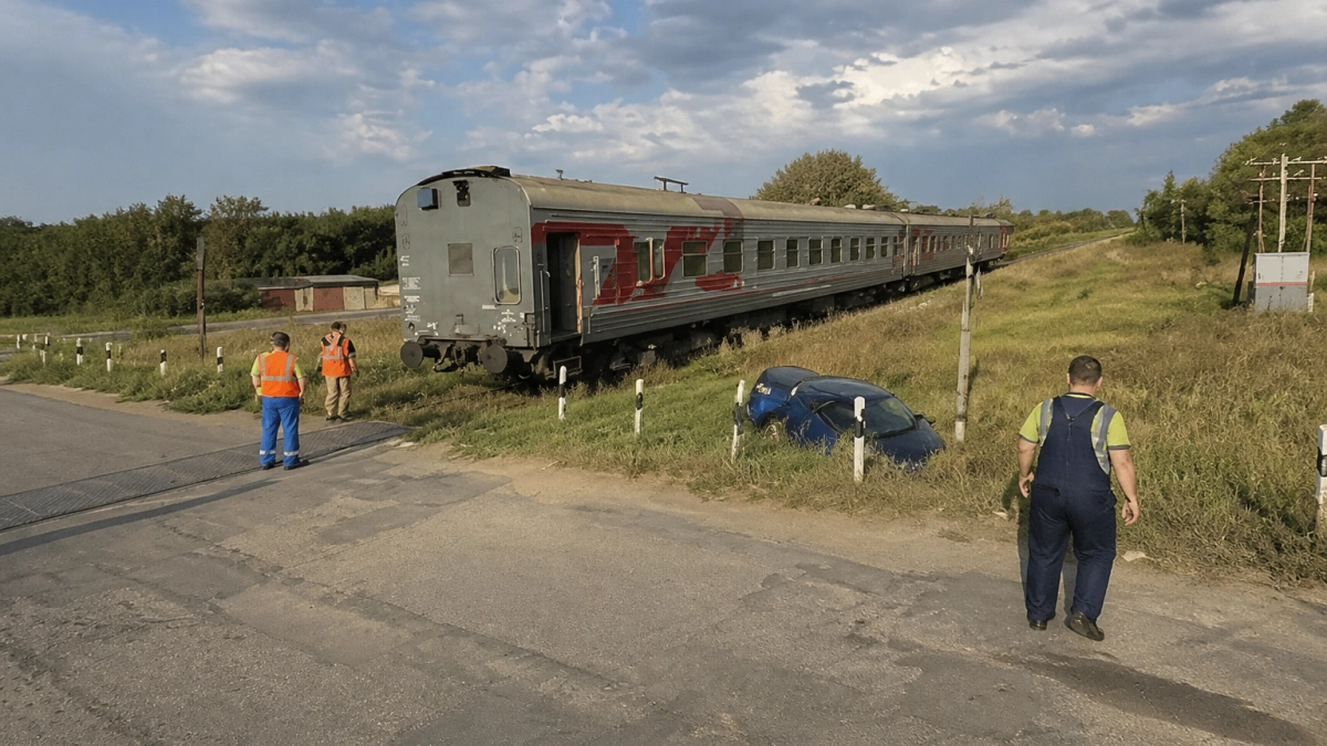 Под Саратовом легковушка попала под пассажирский поезд, водитель пострадал