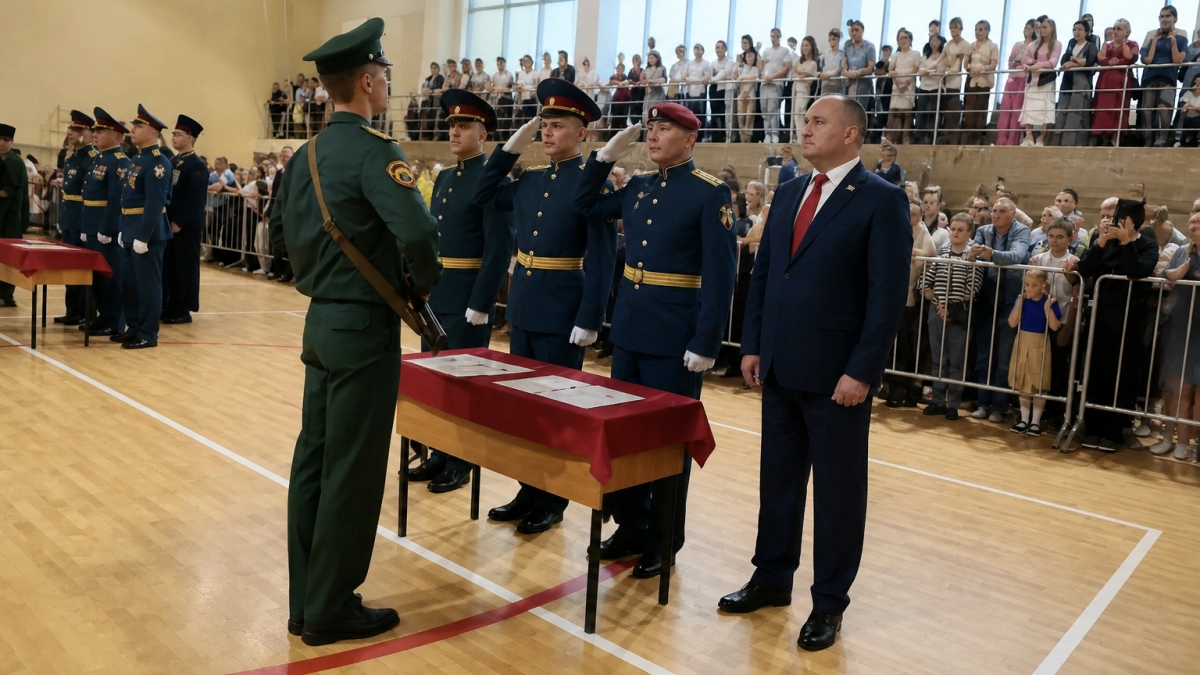 Первокурсники Саратовского военного института Росгвардии приняли Присягу под звуки оркестра