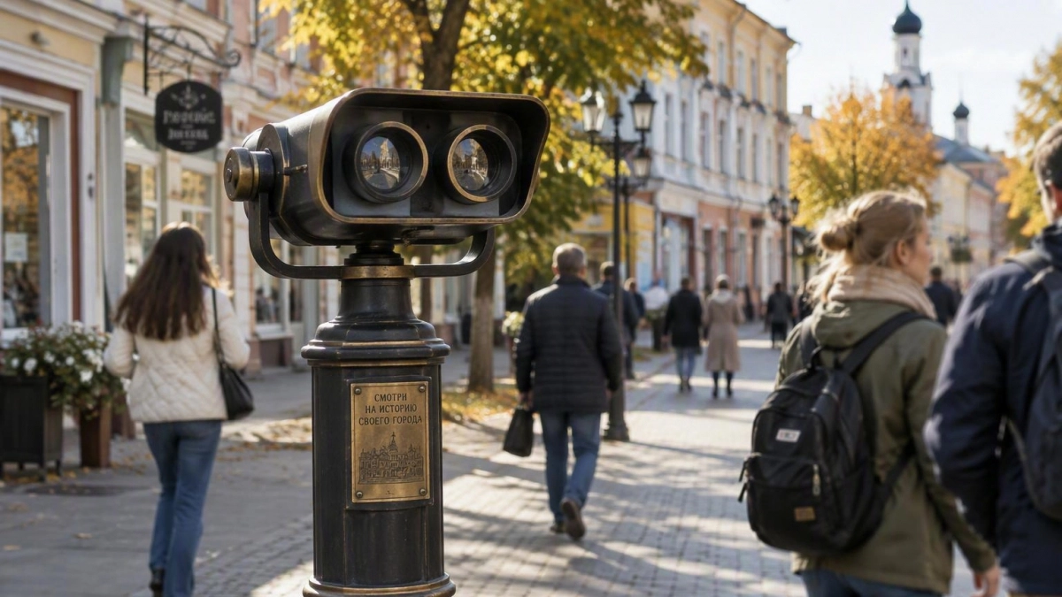 В Петровске на Привокзальной площади установили стереоскопы со снимками старого города